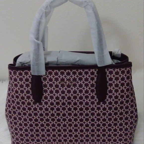 Kate Spade Link Zip Tote Pink Burgundy Saffiano PV - Picture 6 of 16